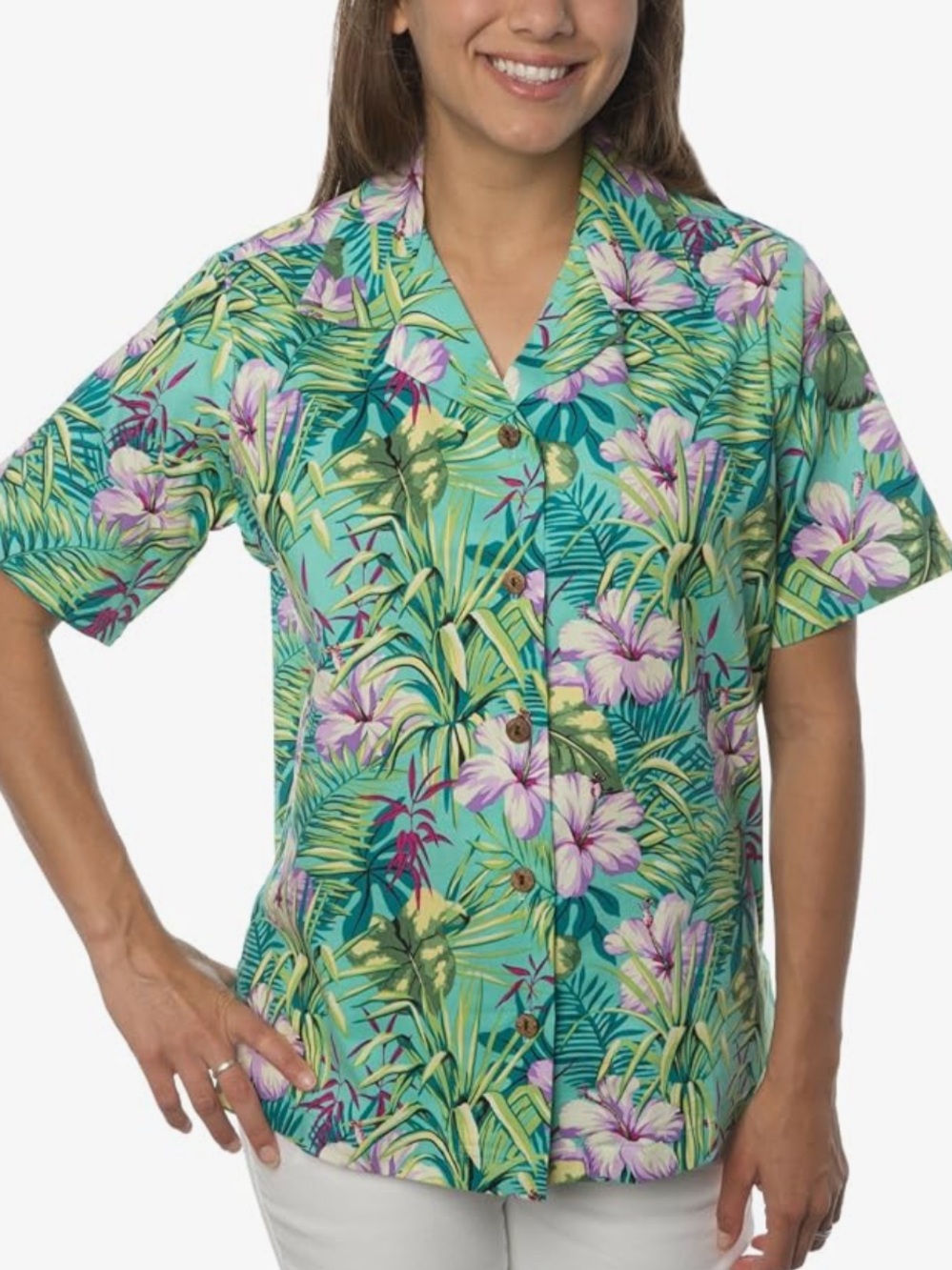Benny's Floral Hibiscus Palm Leaves Hawaiian Shirt